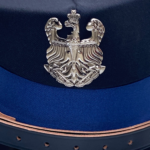 Orzełek metalowy na czapkę rogatywkę OSP