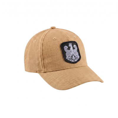 Czapka OSP z daszkiem piaskowa Ripstop z emblematem orzełek