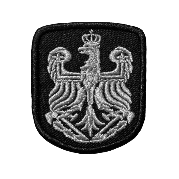 Emblemat OSP orzełek do naszycia haftowany srebrny