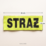 Wymiary dużego napisu STRAŻ na rzep - 12 × 34 cm